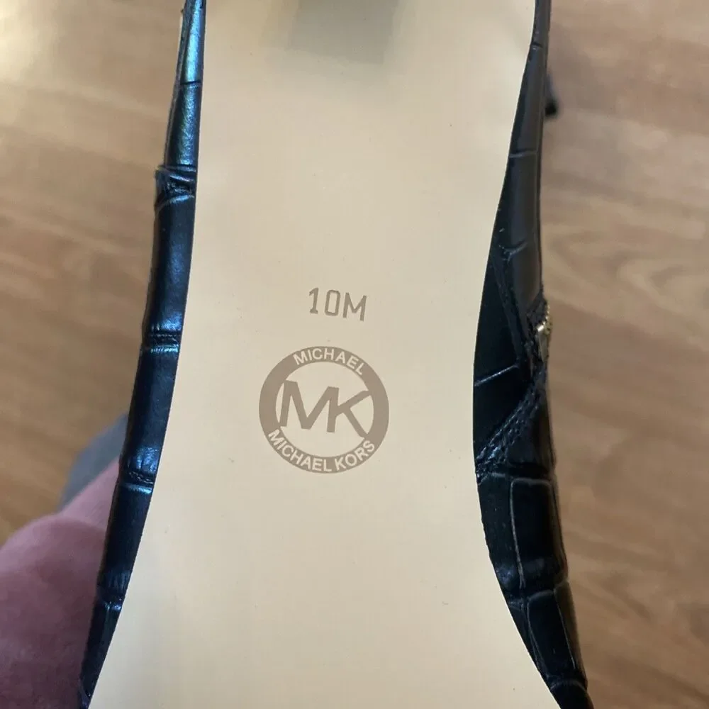 Michael Kors Womens Cosmo Croc-Embossed Kitten Heel Booties Black 10M New - Picture 10 of 10